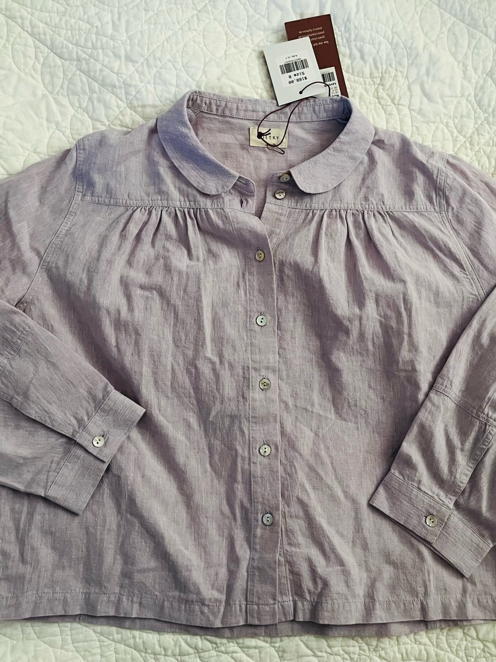 NWT Poetry Lavender Shell Button-Front Women's Blouse Linen Blend Soft - Picture 11 of 15